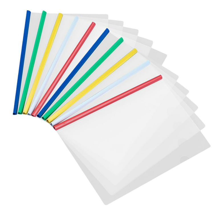 Clear binders with colorful spines, symbolizing an organized storage solution for documents.