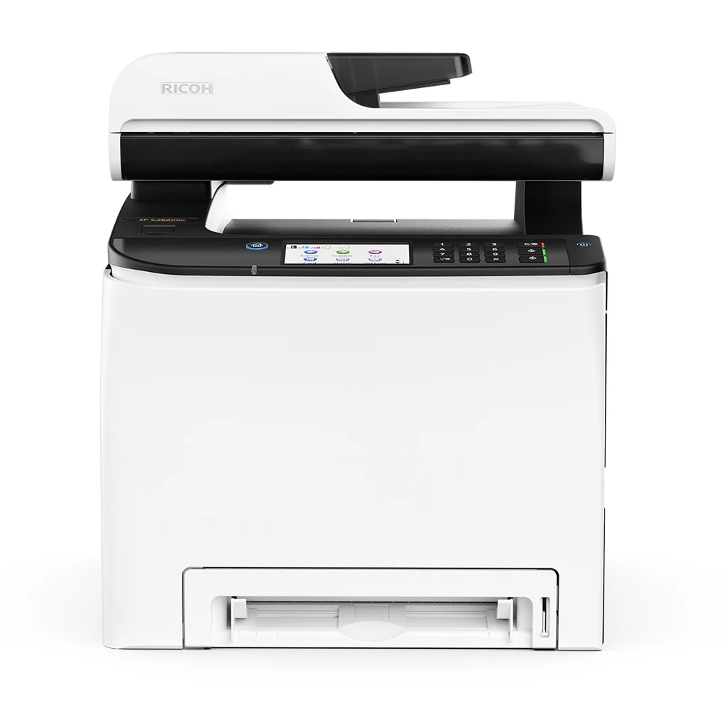 white and black colour Ricoh SP C261SFNw printer-