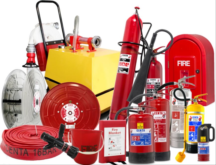 Collection of fire safety equipments